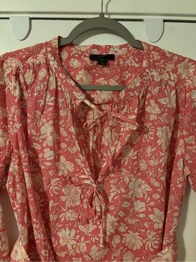 J. Crew Pink Floral Tie-Front shirt dress